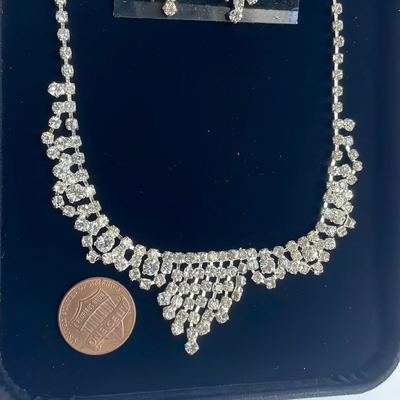 Rhinestone Necklace collar & Earrings Set crystal - Picture 12 of 16